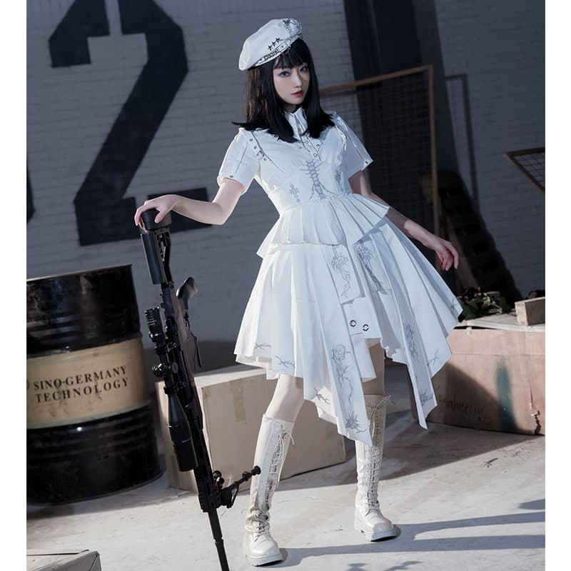 【軍服ロリータ】ホワイトバトルドレス