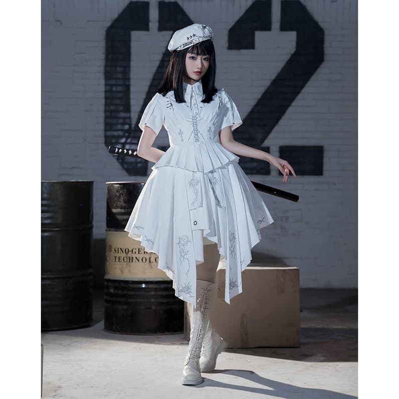 【軍服ロリータ】ホワイトバトルドレス