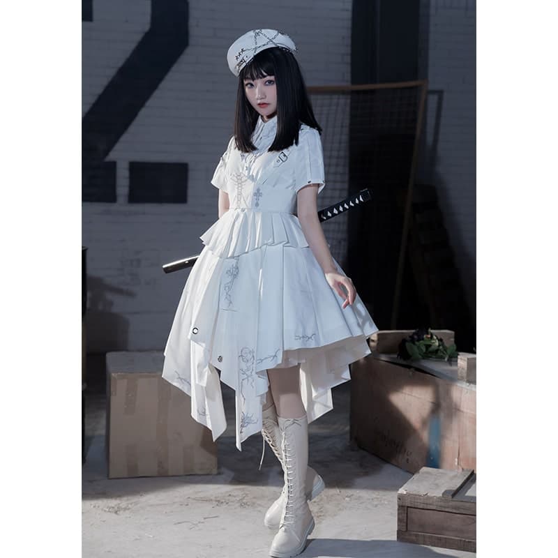 【軍服ロリータ】ホワイトバトルドレス