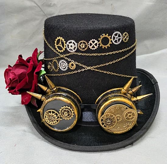 ロリータファッション【スチームパンク】ローズロリータシルクハットとヘアアクセサリー