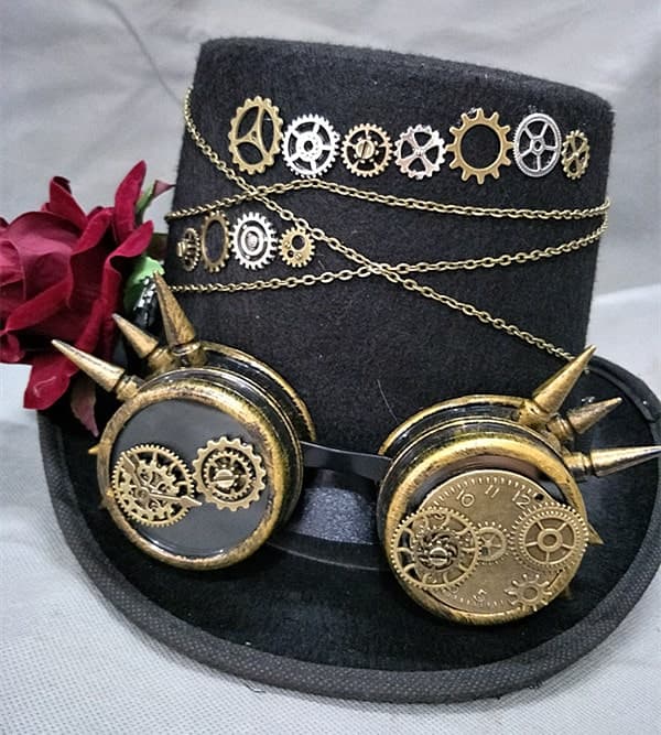 ロリータファッション【スチームパンク】ローズロリータシルクハットとヘアアクセサリー