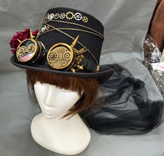 ロリータファッション【スチームパンク】ローズロリータシルクハットとヘアアクセサリー