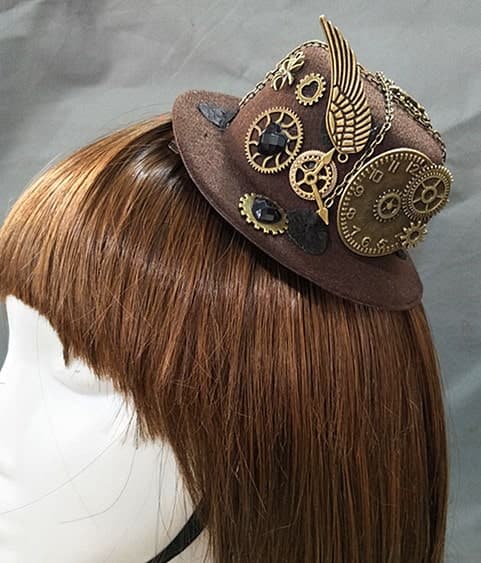 ロリータファッション【スチームパンク】ブラウンシルクハットアクセサリー ロリータ