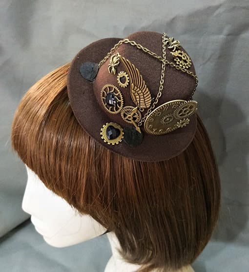 ロリータファッション【スチームパンク】ブラウンシルクハットアクセサリー ロリータ