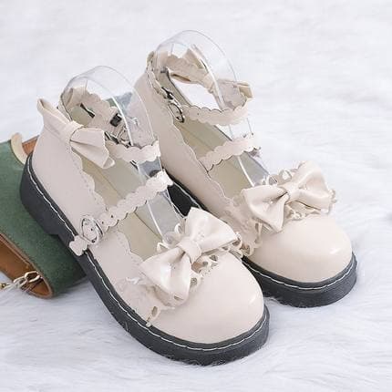 ロリータファッション 【クラシカルロリータ】レトロリボンローファー ロリータ靴