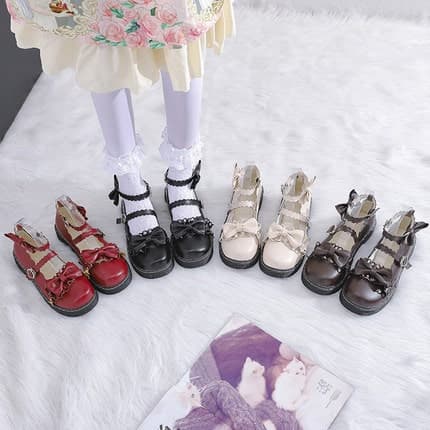ロリータファッション 【クラシカルロリータ】レトロリボンローファー ロリータ靴