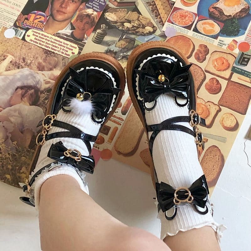 ロリータファッション【甘ロリータ】アニマルフリルローファー 靴