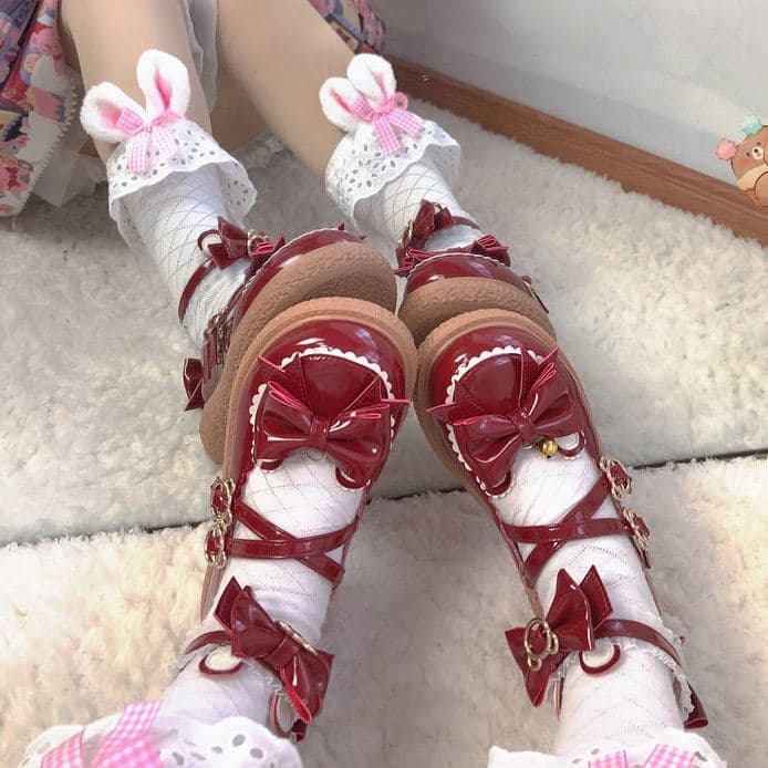 ロリータファッション【甘ロリータ】アニマルフリルローファー 靴