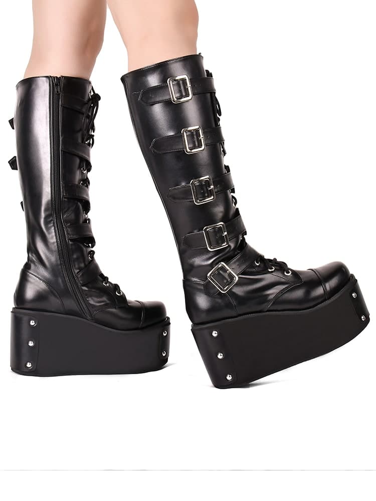 ロリータファッション【ゴスロリ】パンクロングブーツ ロリータ靴