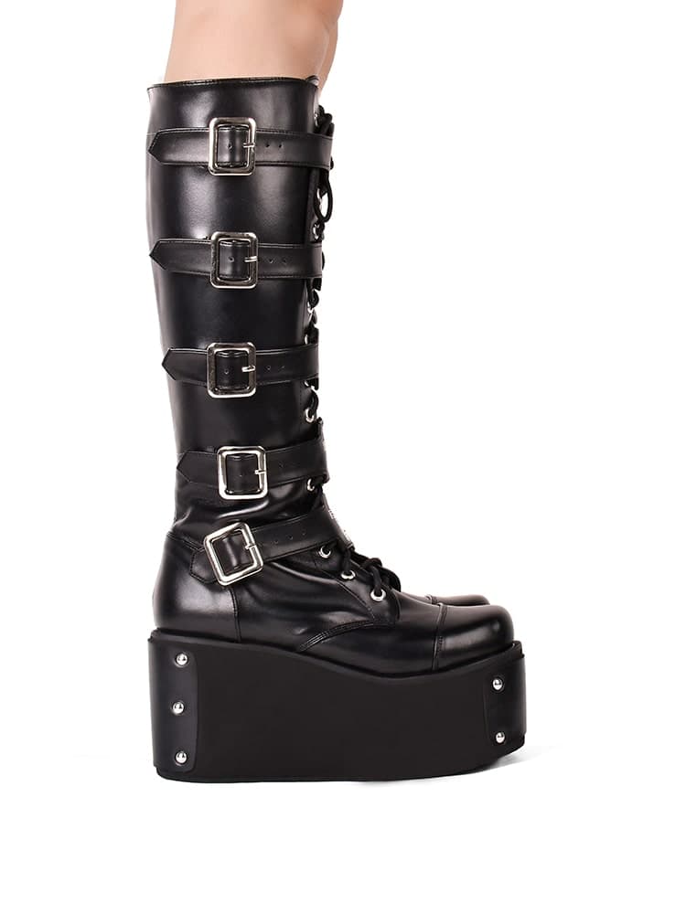 ロリータファッション【ゴスロリ】パンクロングブーツ ロリータ靴