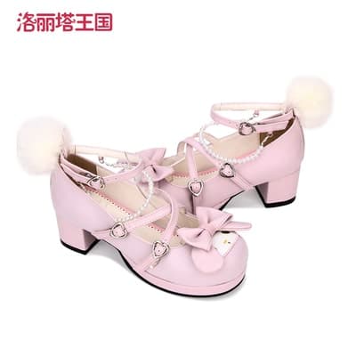ロリータファッション【甘ロリータ】ファンシーもこもこヒール 靴