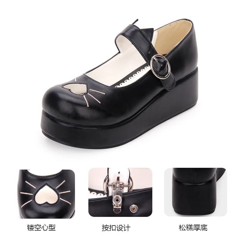 ロリータファッション【甘ロリータ】ガーリーキャットシューズ 靴