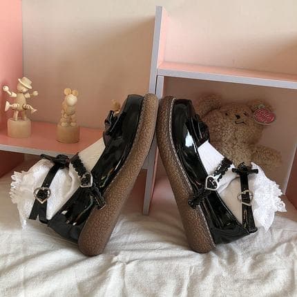 ロリータファッション【ゴスロリ】ダブルリボンシューズ ロリータ靴