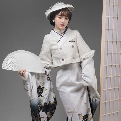 ロリータファッション【和風ロリータ】スリーブフィッシュテールスカートドレス