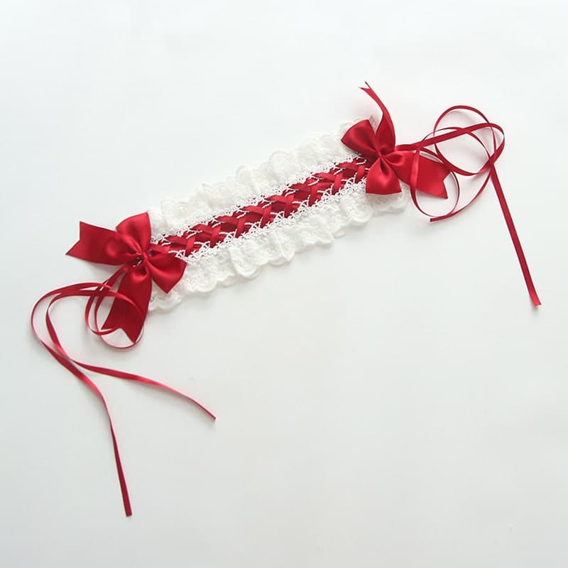 ロリータファッション【甘ロリータ】レースアップリボンツインヘッドドレス