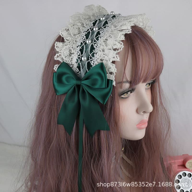 ロリータファッション【甘ロリータ】ビーズレースヘッドドレス