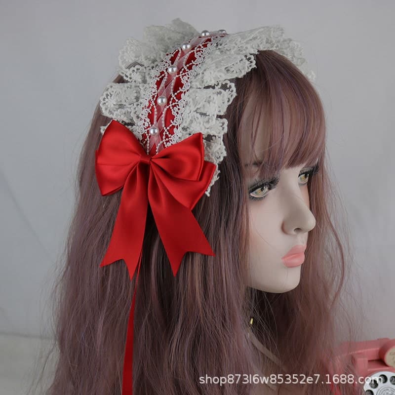 ロリータファッション【甘ロリータ】ビーズレースヘッドドレス