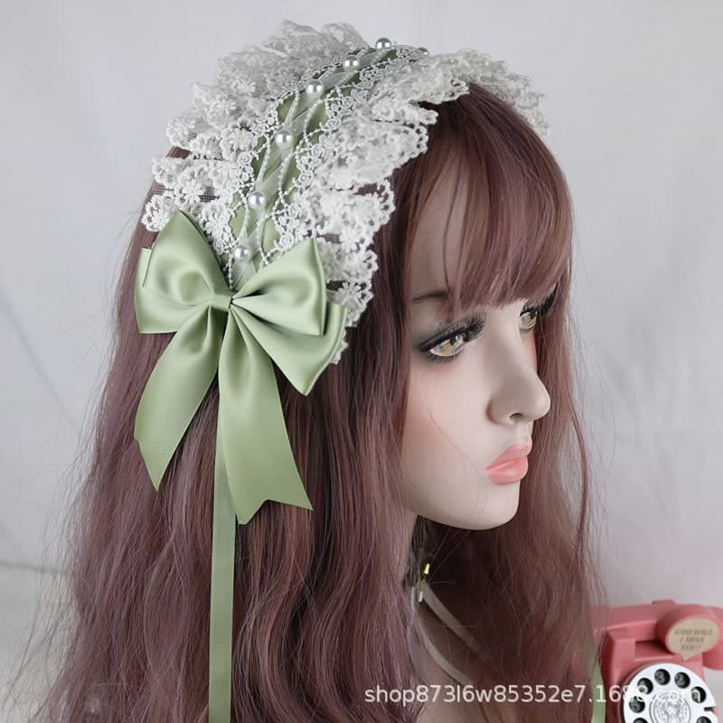 ロリータファッション【甘ロリータ】ビーズレースヘッドドレス