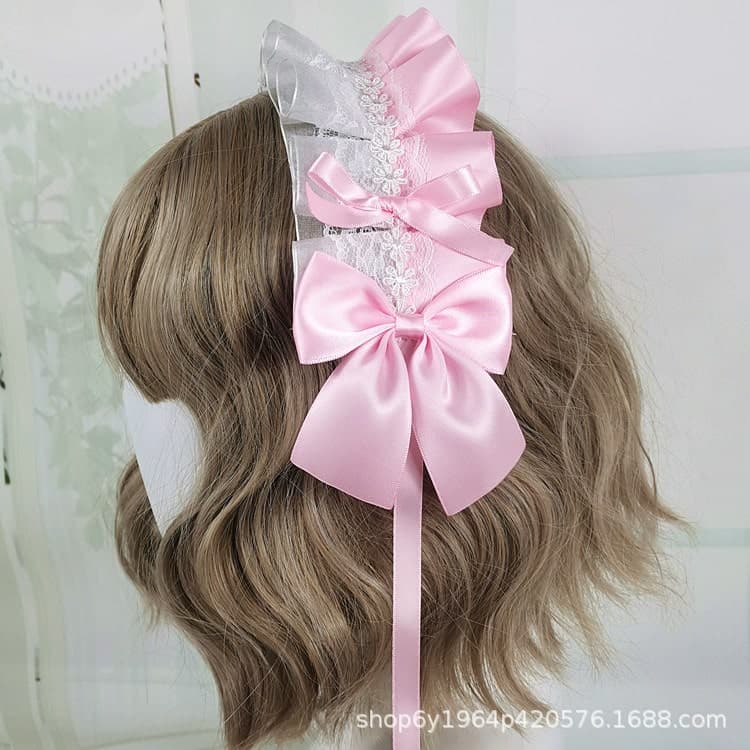 ロリータファッション【甘ロリータ】シルクリボンヘッドドレス ロリータファッション