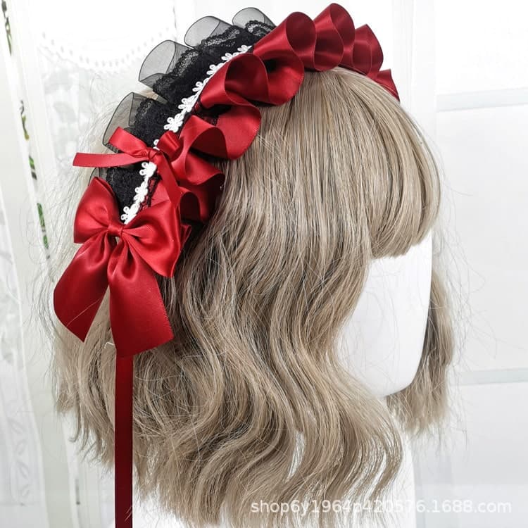 ロリータファッション【甘ロリータ】シルクリボンヘッドドレス ロリータファッション