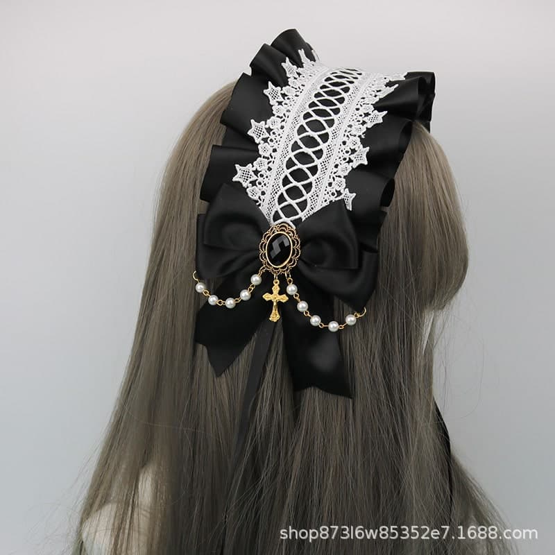 【ゴスロリ】クロスレースヘッドドレス ロリータファッション