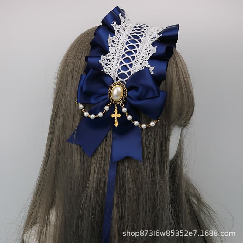 【ゴスロリ】クロスレースヘッドドレス ロリータファッション