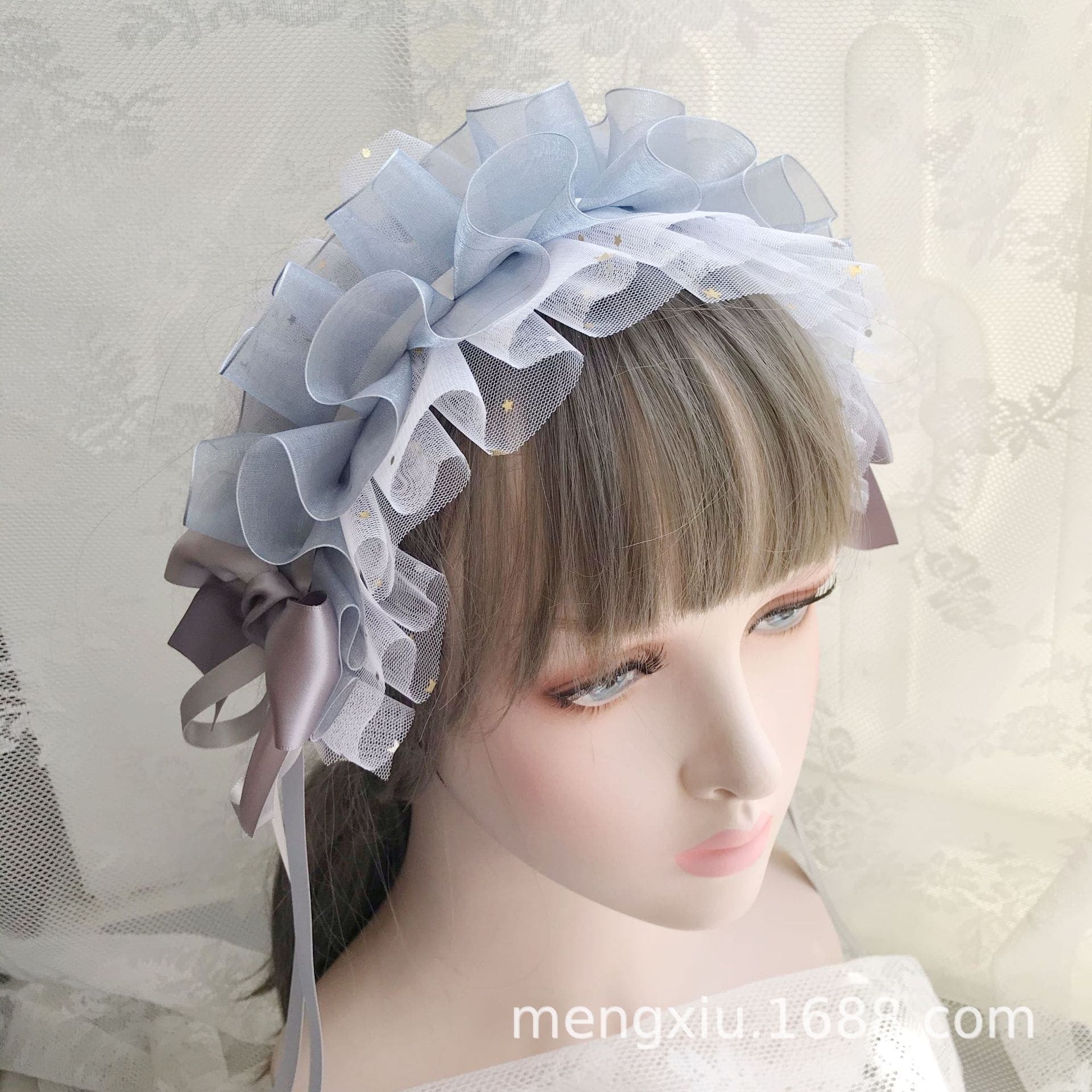 ロリータファッション 【甘ロリータ】ボリュームチュールフリルヘッドドレス