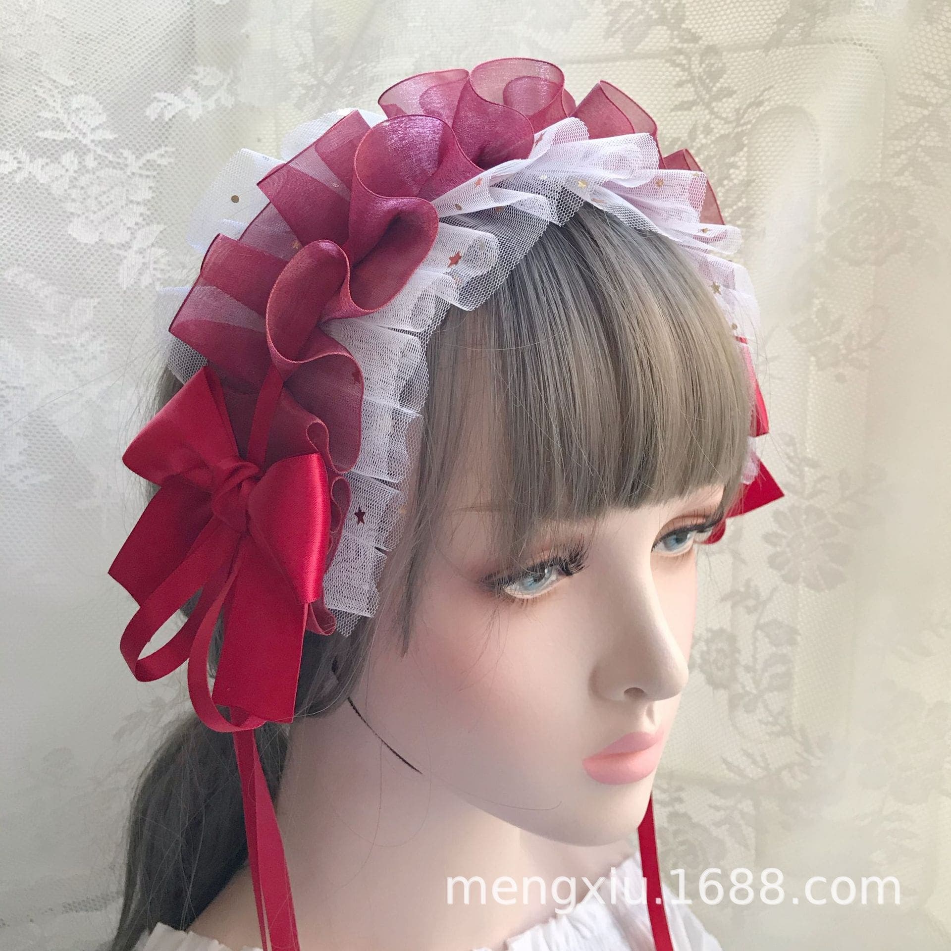 ロリータファッション 【甘ロリータ】ボリュームチュールフリルヘッドドレス