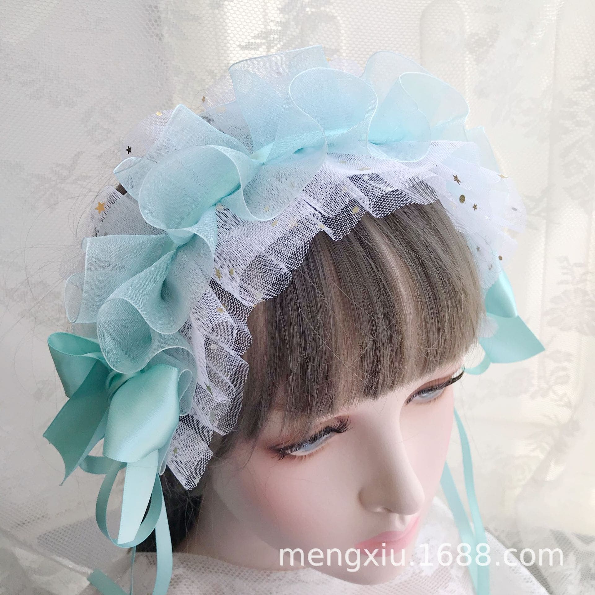 ロリータファッション 【甘ロリータ】ボリュームチュールフリルヘッドドレス