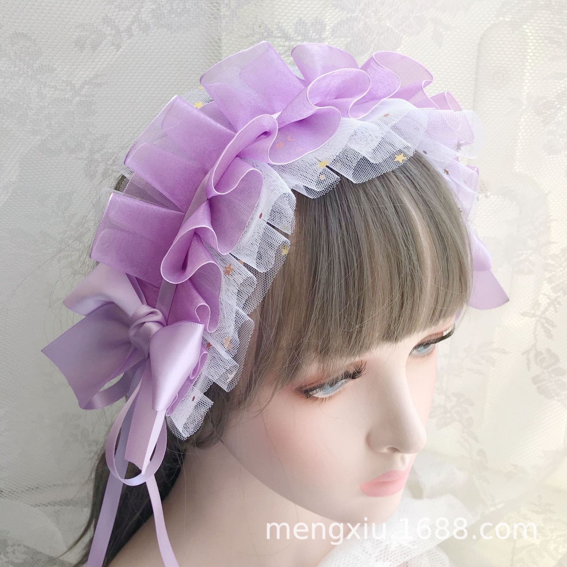 ロリータファッション 【甘ロリータ】ボリュームチュールフリルヘッドドレス