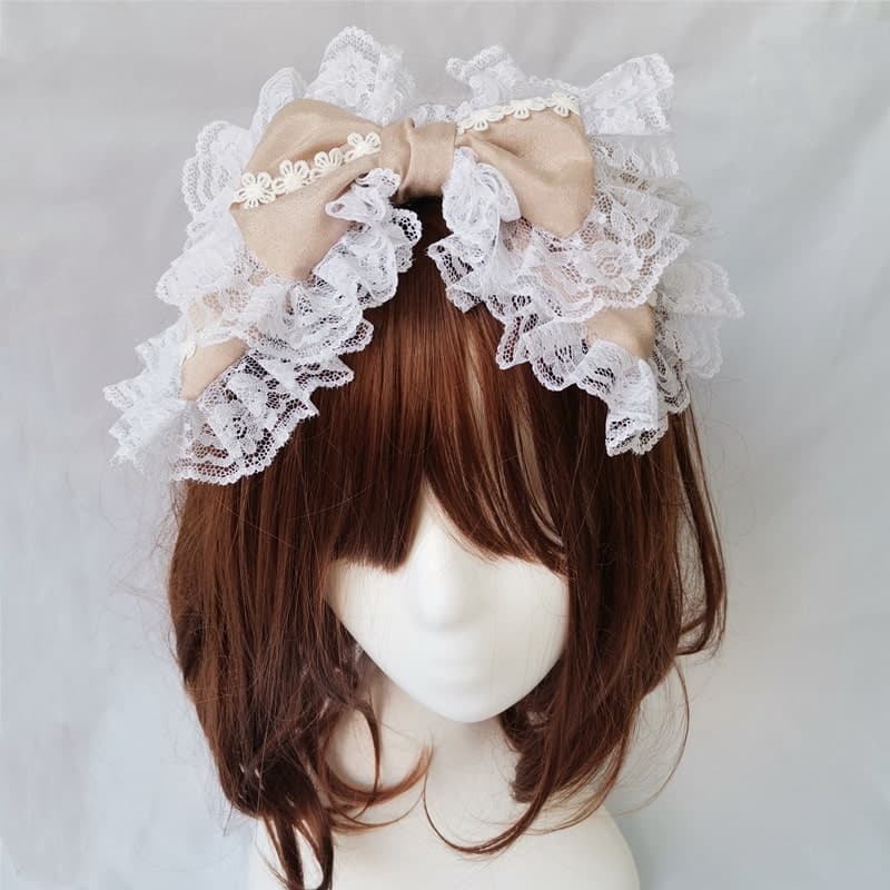 ロリータファッション【甘ロリータ】ビックリボンレースカチューシャ/ヘッドドレス ロリータファッション