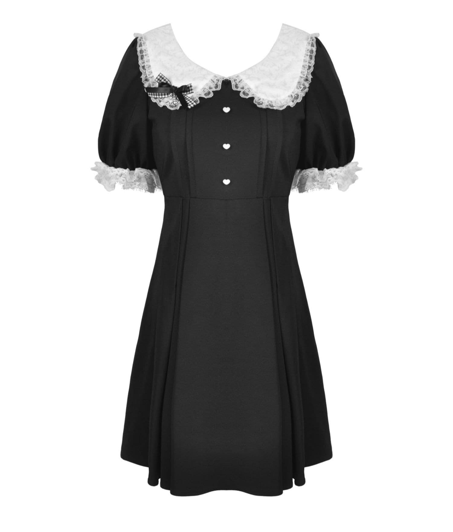 ロリータファッション【ゴスロリ】レースエッジウサギ耳人形付き黒色ロリータ服