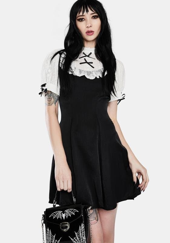 ロリータファッション 【ゴスロリ】シンプルAラインモノトーンミニワンピース