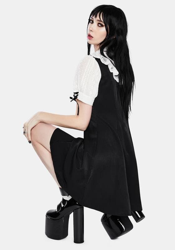 ロリータファッション 【ゴスロリ】シンプルAラインモノトーンミニワンピース