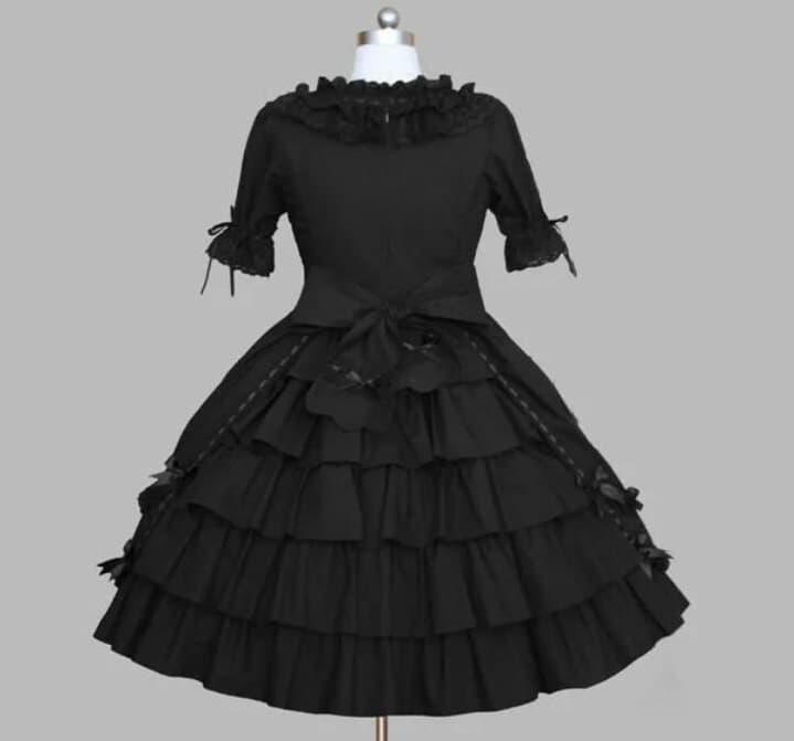 ロリータファッション【ゴスロリ】夏の女性のブラックシンプルドレス