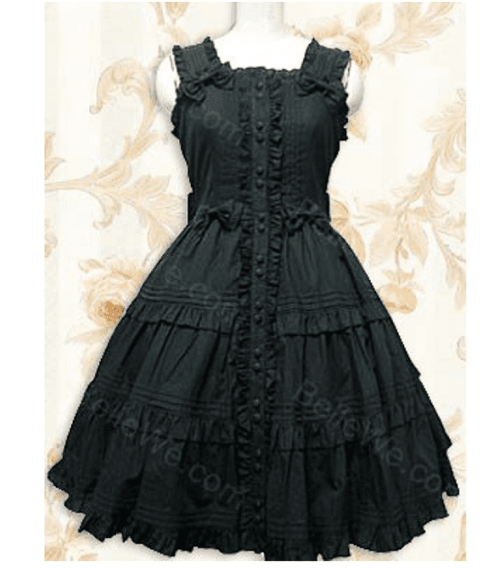 ロリータファッション【ゴスロリ】シンプルブラックロリータ服