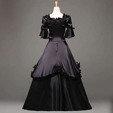 ロリータファッション【ゴスロリ】シンプルなフラワーデコレーションのドレスロリータ