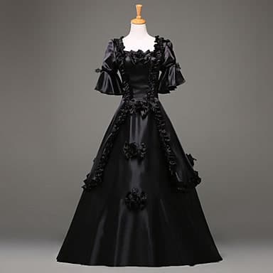 ロリータファッション【ゴスロリ】シンプルなフラワーデコレーションのドレスロリータ