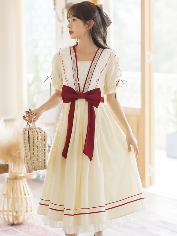 ロリータファッション 【クラシカルロリータ】ドレス風ロリータワンピース