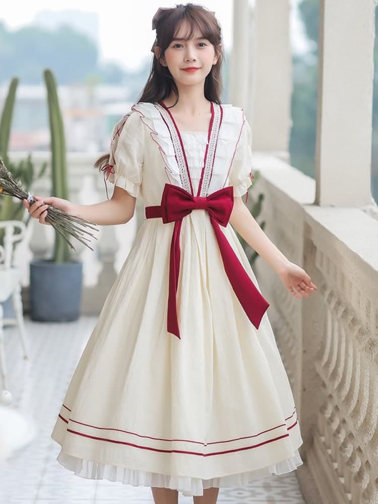 ロリータファッション 【クラシカルロリータ】ドレス風ロリータワンピース