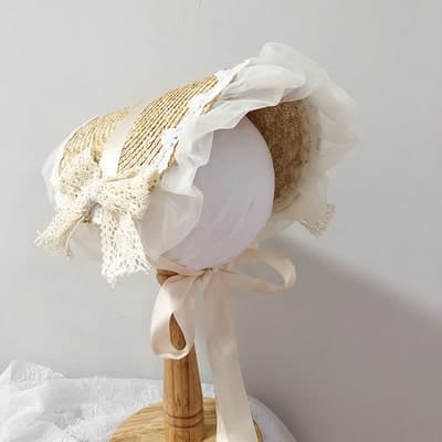 【甘ロリータ】ナチュラル麦わらボンネット ロリータファッション
