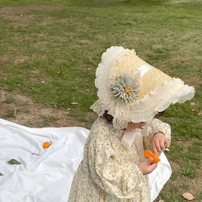 【甘ロリータ】ナチュラル麦わらボンネット ロリータファッション