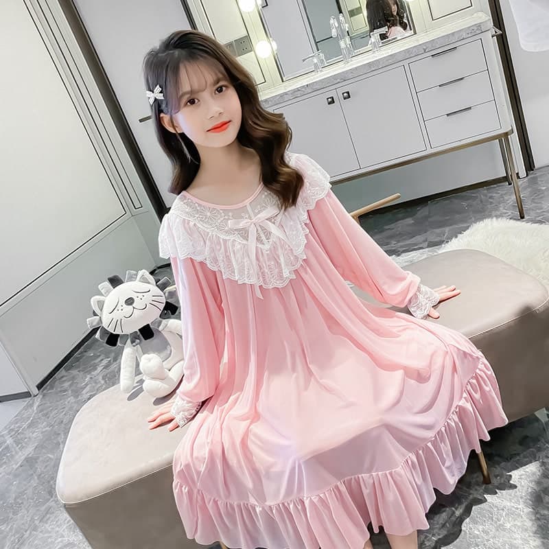 ロリータファッション【甘ロリータ】ルーズロリレースコットンワンピース ロリータファッション