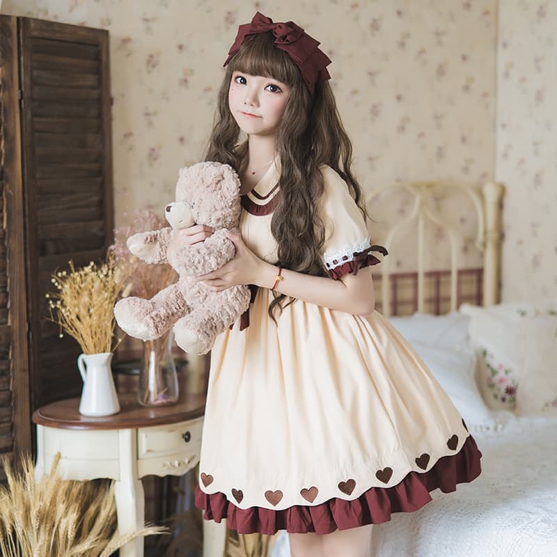 ロリータファッション 【クラシカルロリータ】ハイウエストロリータドレス