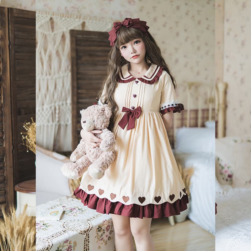 ロリータファッション 【クラシカルロリータ】ハイウエストロリータドレス