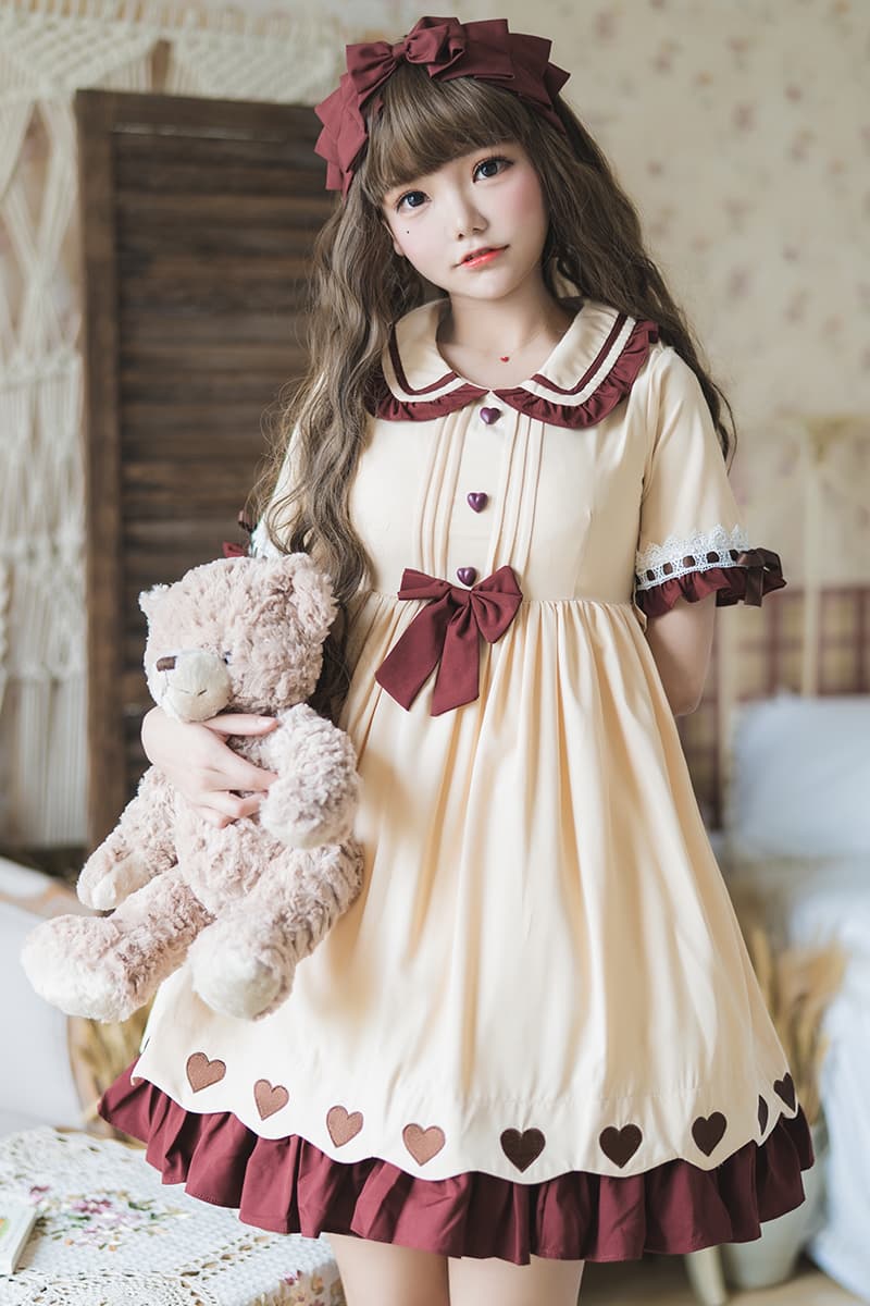 ロリータファッション 【クラシカルロリータ】ハイウエストロリータドレス