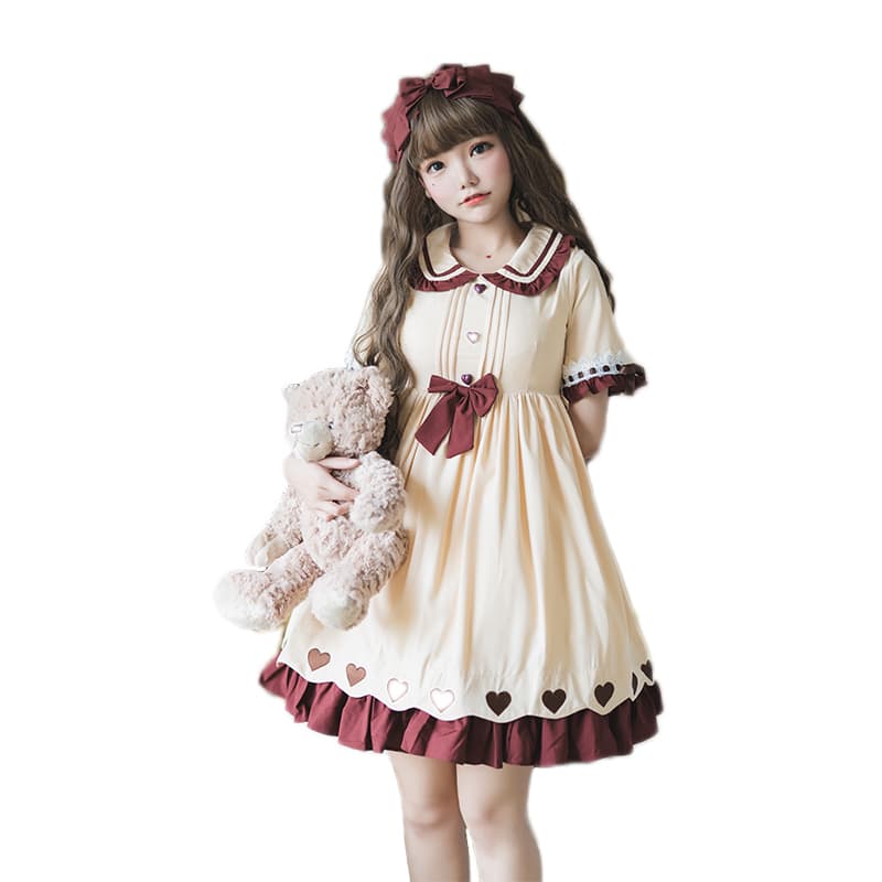 ロリータファッション 【クラシカルロリータ】ハイウエストロリータドレス