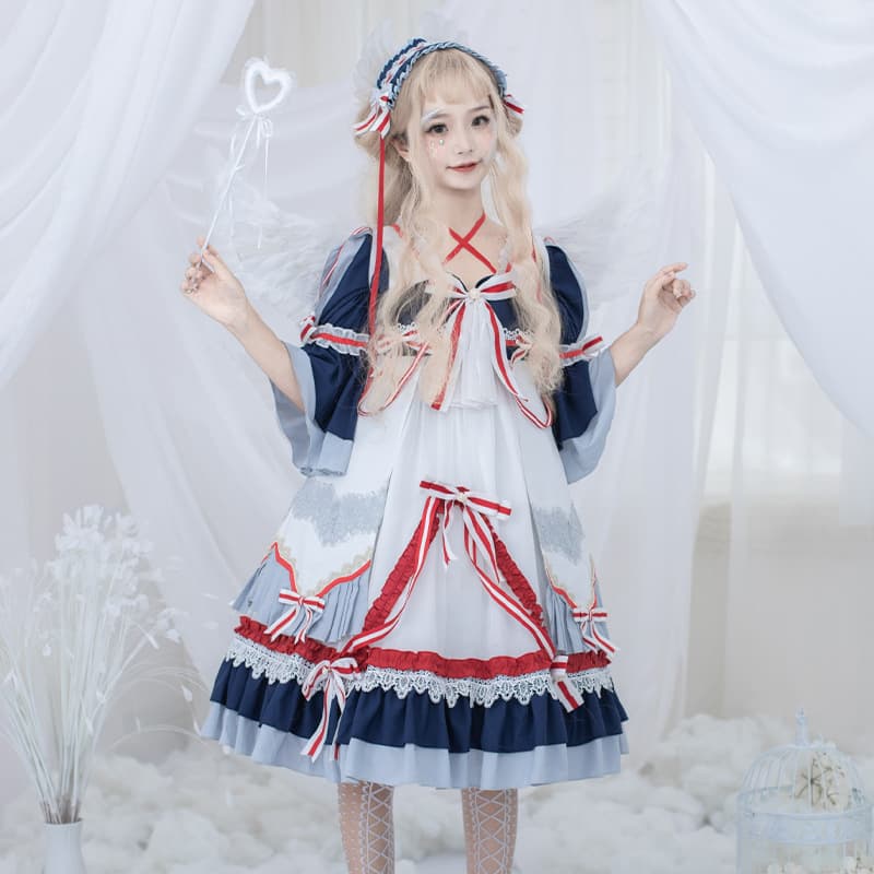 【甘ロリータ】チャイニーズネイビーロリータドレス