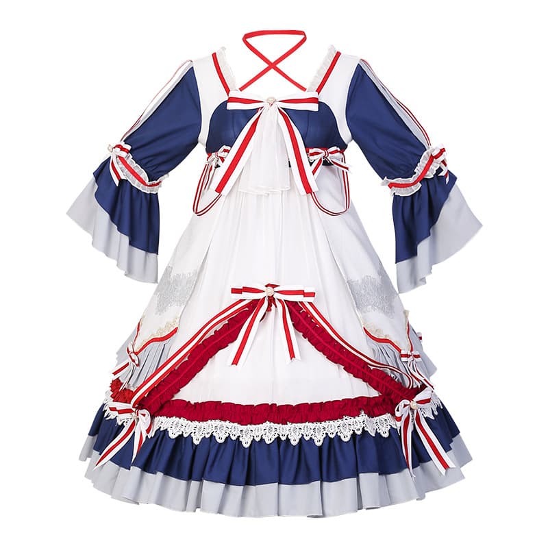 【甘ロリータ】チャイニーズネイビーロリータドレス