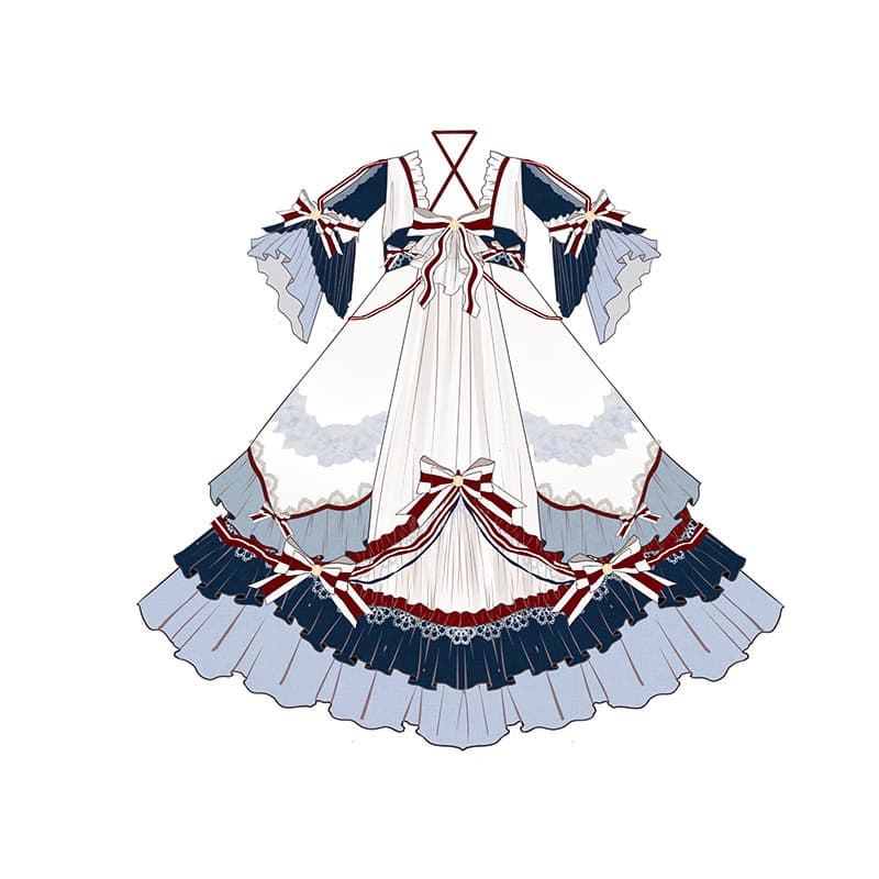 【甘ロリータ】チャイニーズネイビーロリータドレス